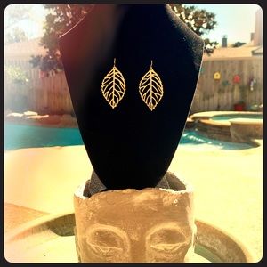 Skeleton leaf pendant earrings